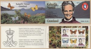 Greenland Grönland Scott #315-318 Butterflies complete stamp booklet M. Morck