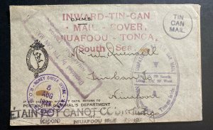 1939 Sydney Australia Tin Can Canoe Mail OHMS cover To Niuafoou Tonga Toga