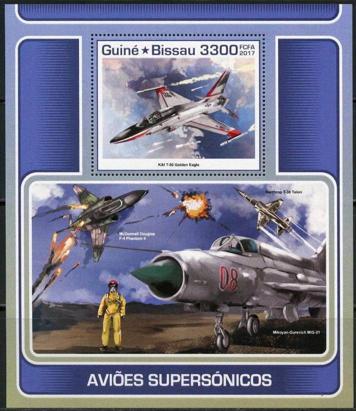 GUINEA BISSAU  2017 SUPERSONIC PLANES  SOUVENIR SHEET MINT NEVER HINGED