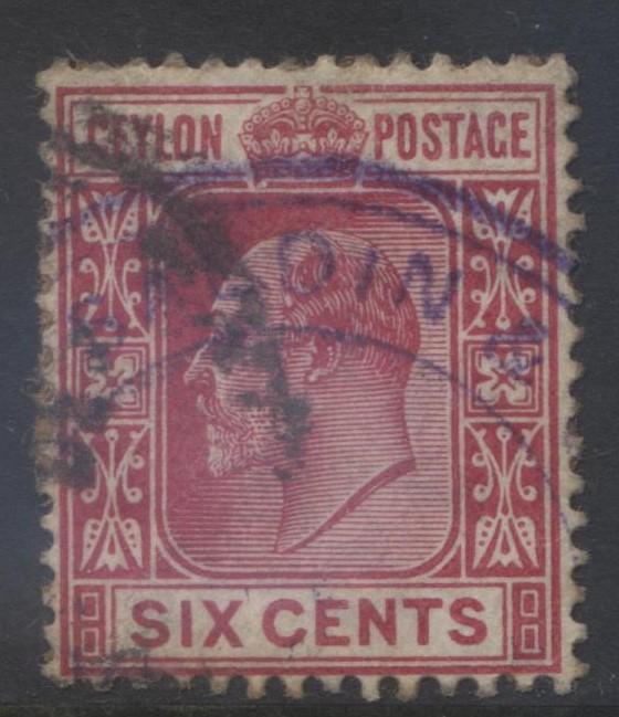 CEYLON -Scott 170- KEVII - Definitive- 1903- Wmk 2- Used -Single 6c Stamp1