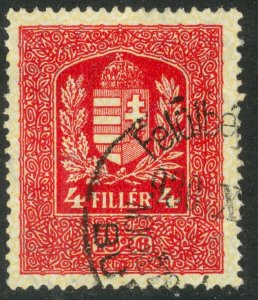 HUNGARY 1929 4f ARMS General Duty Revenue BFT.426 VFU