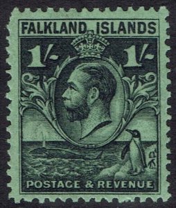 FALKLAND ISLANDS 1929 KGV WHALE AND PENGUIN 1/-