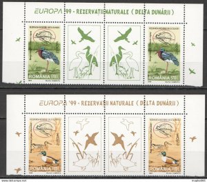 1994 Romania Birds Fauna Protection Danube Delta Gutter 2Set #5414-15 ** Rm355