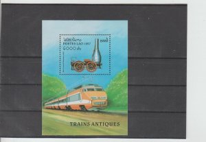 Laos  Scott#  1311  MNH  S/S  (1997 Steam Locomotive)