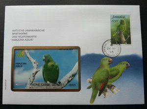 Jamaica Parrot 1995 Bird (phonecard stamp FDC)