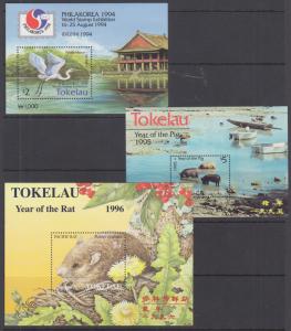 Tokelau Sc 194a, 203, 222 MNH. 1994-1996 Souvenir Sheets, VF