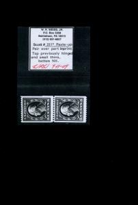 Scott#351 Washington Mint Paste-Up Coil Pair with Weiss 2009 Cert (Stock#351-21)