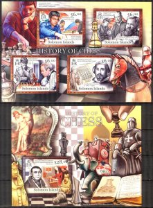 Solomon Islands 2012 History of Chess sheet + S/S MNH