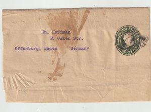 US Postal Stationary Wrapper Type # U90 used to Germany