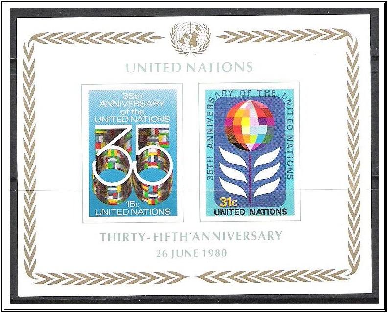 United Nations NY #324  35th Anniversary Souvenir Sheet MNH