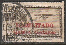 MEXICO C39, 15¢ on 20¢ HABILITADO SURCH. USED. F-VF. (425)