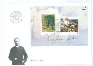Finland 1443 2013 paintings by eero jarnefelt, sheet of two stamps on cacheted, unaddressed fd cover