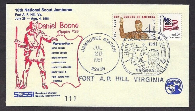 1981 US National Boy Scout Jamboree Fort AP Hill Daniel Boone Chapter SOSSI