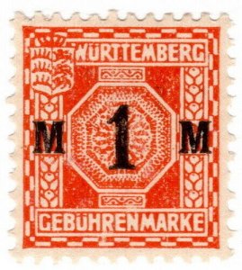 (I.B) Germany Revenue : Duty Stamp 1M (Wurttemberg)