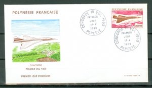 FRENCH POLYNESIA CONCORDE #C50...DAY of ISSUE VERY NICE COVER..