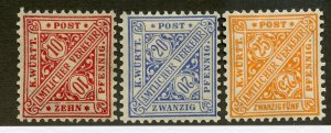 German States- Wurttemburg, Scott #o124,27,28, Unused, Hinged