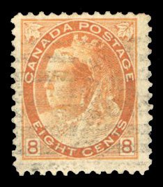 Canada #82 Cat$27.50, 1896 8c orange, used