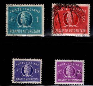 Italy Scott EY6-EY9 Used Authorized Delivery stamp set