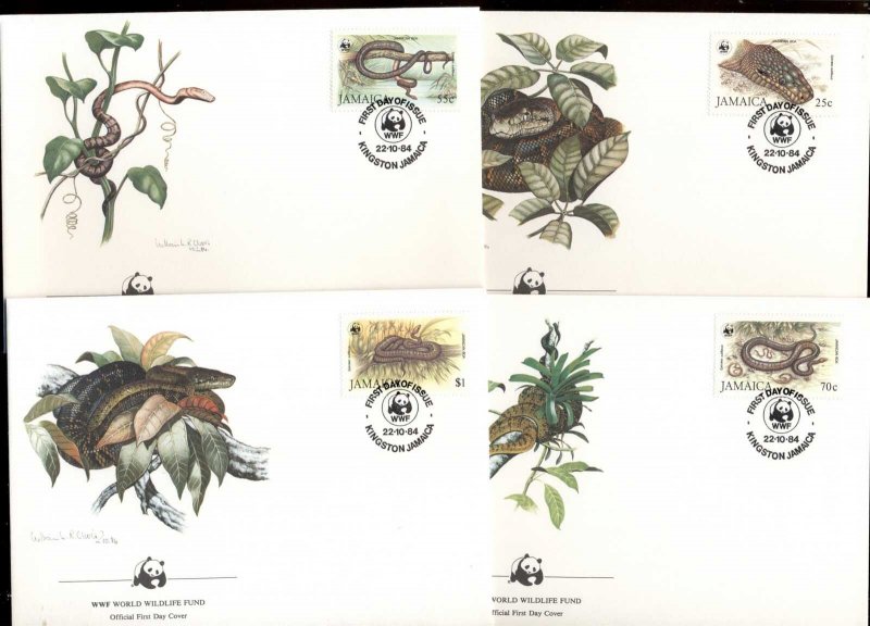 Jamaica 1984 WWF Jamaican Boa 4xFDC