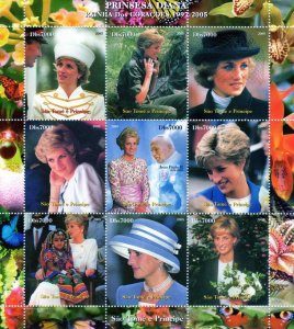 Sao Tome and Principe 2005 PRINCESS DIANA/POPE JOHN-PAUL II Sheetlet (9) MNH