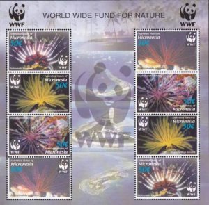 US 659a Trust Territories Micronesia NH VF WWF- Anemone Block M/S With 2 Strips