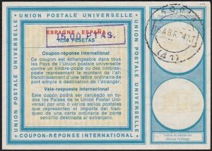 SPAIN 1974 International Reply Coupon 10p changed to 15 pesetas............B1437