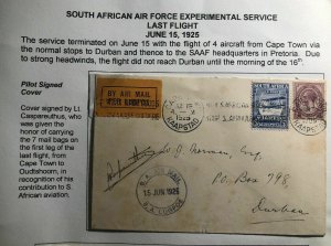 1925 Cape Town South Africa Last Experimental Flight Cover FFC Pilot Signed