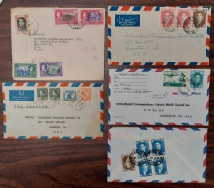 IRAQ & others, 1960, multi-franked Airmail Covers to U.S., group of 5, VF