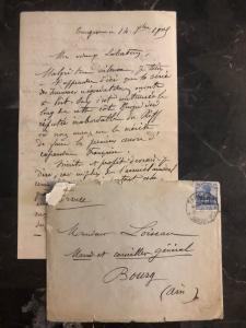 1903 German Post Office in Morocco Tangier Cover to Consul Bourg France w/ltr
