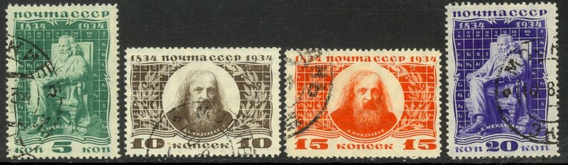 RUSSIA USSR 1934 Dmitri Mendeleev Set Sc 536-539 CTO Used