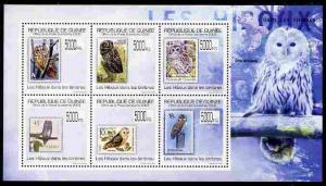 Guinea - Conakry 2009 Stamp on Stamp - Owls perf sheetlet...