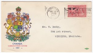 CANADA #237 FIRST DAY COVER CORONATION COVER