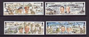 Isle of Man-Sc#600-607-unused NH set-WWII-D-Day-Planes-Ships-1993-
