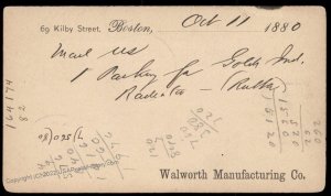 USA 1800s Boston Mass Negative Numeral 1 Fancy Cancel Cover 94890