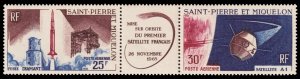 St. Pierre & Miquelon Scott C31a Strip of 2 + Label (1966)Mint NH VF, CV$14.50 C