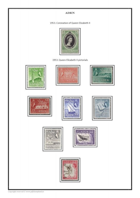 Aden 1937-1965 PDF (DIGITAL)  STAMP ALBUM PAGES
