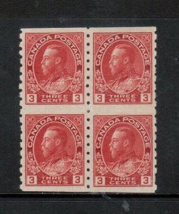 Canada #130a Extra Fine Mint Lightly Hinged Imperf Between Block **With Cert.**