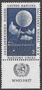 UN New York SC 49 with Selvage - Weather Balloon  - MNH - 1957