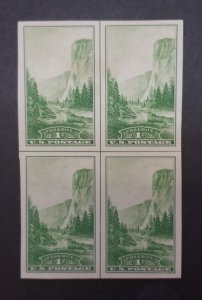 US Scott 756 1c Yosemite Centerline Cross Stamp Block MINT MH NGAI T6706