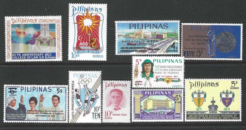 Philippines 1015, 1119, 1050,1079, 1082, 1100,1101,1102, 1103,1112 MNH SC: $5.30