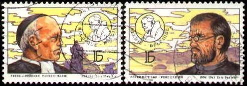 Papal Visit, Father Damien & St. Mutien-Marie, Belgium SC#1552-3 used set