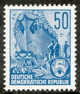 1955 Germany DDR Sc# 230 - Ship, boat, industry postage stamp. MNH - Cv $6.25