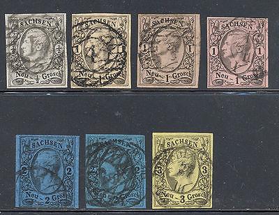 Saxony  Mi 8, 9a, 9b signed, 9c 10a.10c signed ,11 used  VF