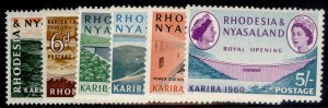 RHODESIA & NYASALAND QEII SG32-37, 1960 Kariba Hydro set, LH MINT. Cat £20.