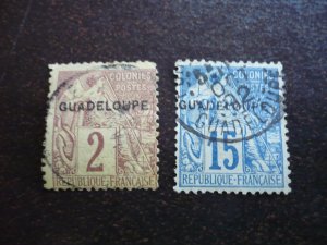 Stamps - Guadeloupe - Scott# 15,19 - Used Part Set of 2 Stamps