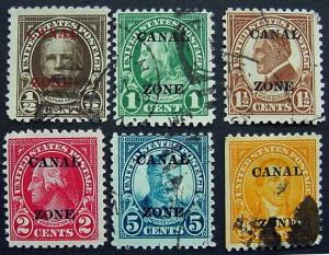Canal Zone, Scott 70-75, Used