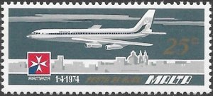 Malta Air-Mail 1974 Scott # C7 Mint NH. Free Shipping for All Additional Items.