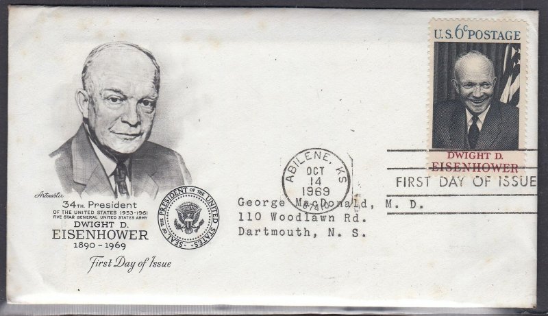United States Scott 1383 Artmaster EM FDC & Encl.  - D. Eisenhower