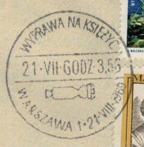 Poland 1969 Card Special Cancellation Landing of Man on the Moon Space