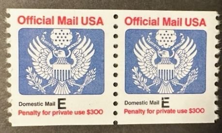 US # o140 E Non Denominated Official Mail Coil Pair 25C Mint NHJ
